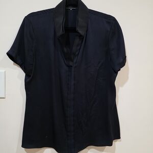 Elie Tahari Black Short Sleeve Silk Blouse